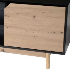 Wohnen TV Board in Eiche und Schwarz - Heraklion