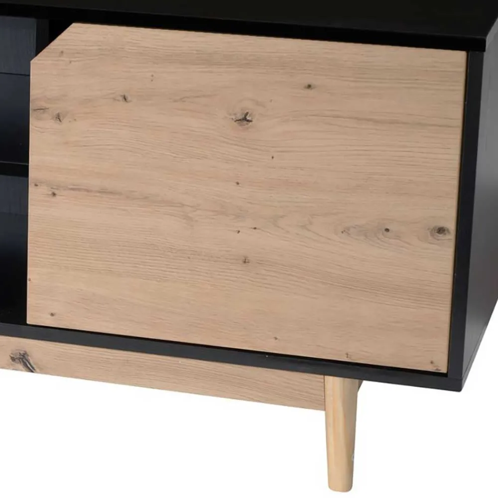 Wohnen TV Board in Eiche und Schwarz - Heraklion