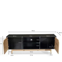 Wohnen TV Board in Eiche und Schwarz - Heraklion