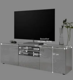 Wohnen Tv & Hifi-Möbel|Tv & Hifi-Möbel*TV Board in Hochglänzend Weiß lackiert - Vascaub I