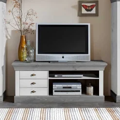 Wohnen Tv & Hifi-Möbel|Tv & Hifi-Möbel*TV Board Mirandesca in Weiß Grau teilmassiv