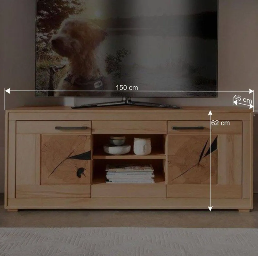 Wohnen Tv & Hifi-Möbel|Tv & Hifi-Möbel*TV Lowboard aus geöltem Kernbuche Holz - Sarosca