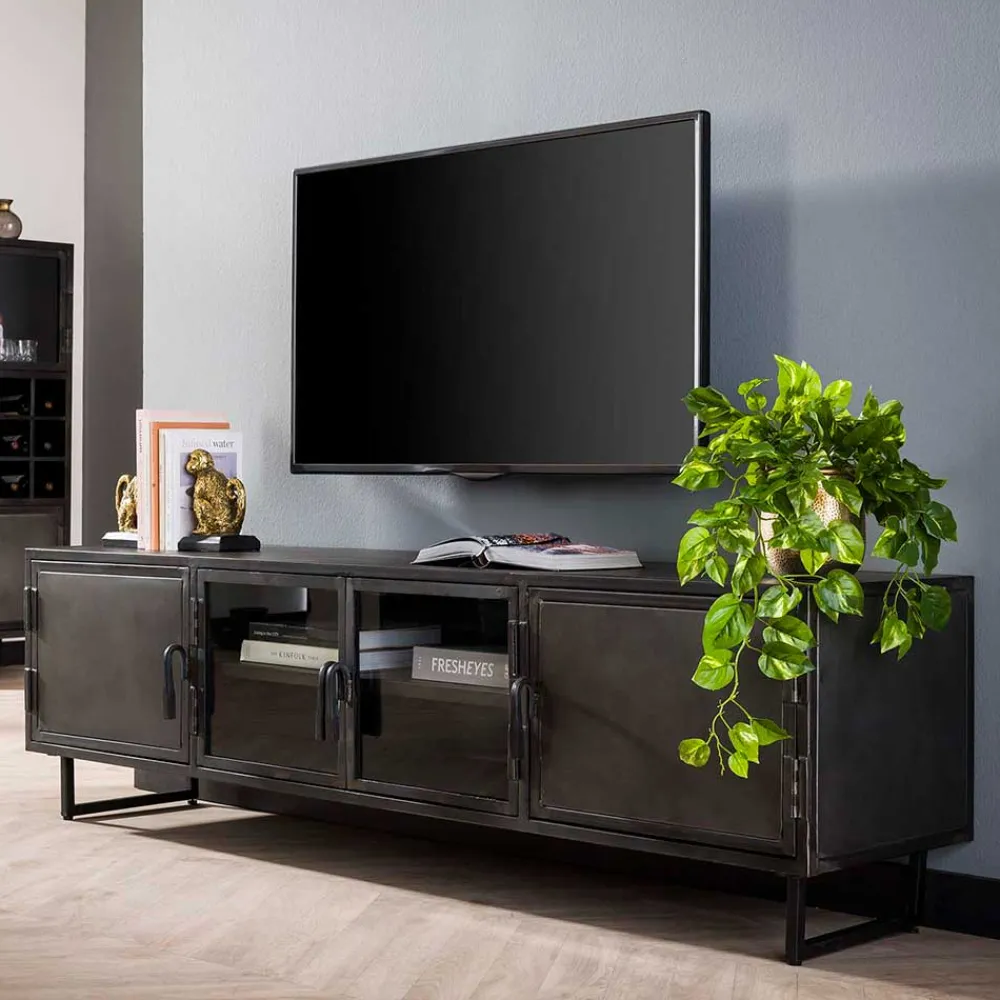 Wohnen TV Lowboard aus Metall & Glas - Brayden