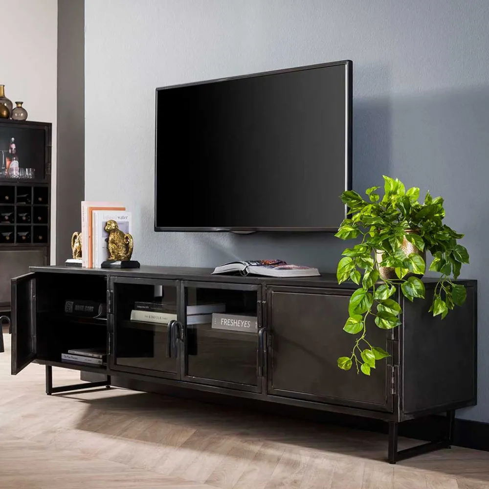 Wohnen TV Lowboard aus Metall & Glas - Brayden