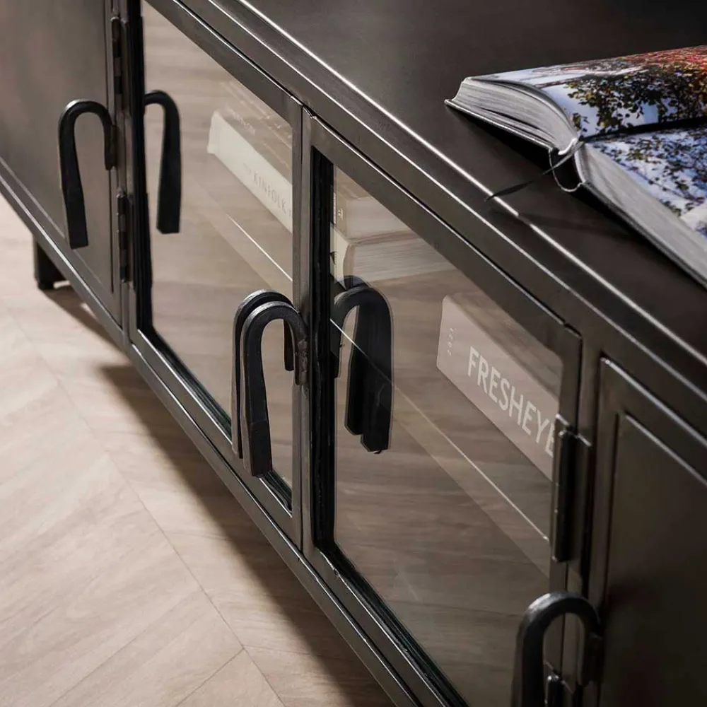 Wohnen TV Lowboard aus Metall & Glas - Brayden