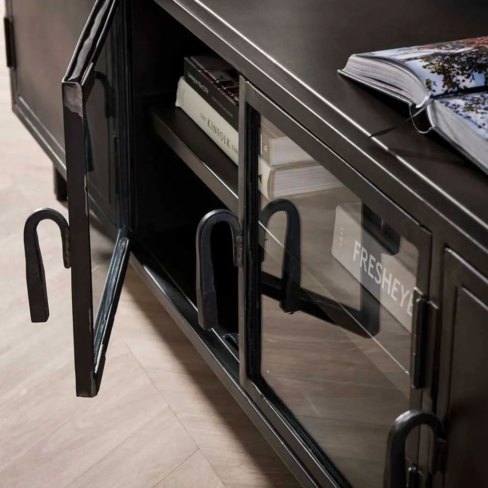 Wohnen TV Lowboard aus Metall & Glas - Brayden