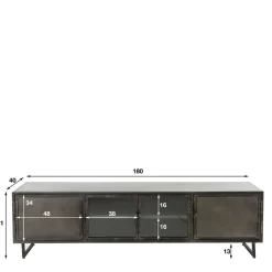 Wohnen TV Lowboard aus Metall & Glas - Brayden