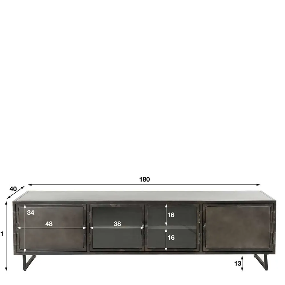 Wohnen TV Lowboard aus Metall & Glas - Brayden