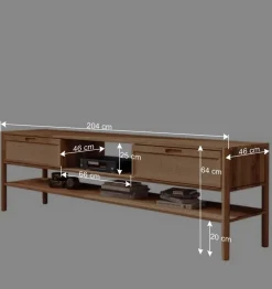 Wohnen Rattanmöbel*TV Lowboard aus Wildbuche & Rattan - Indrya