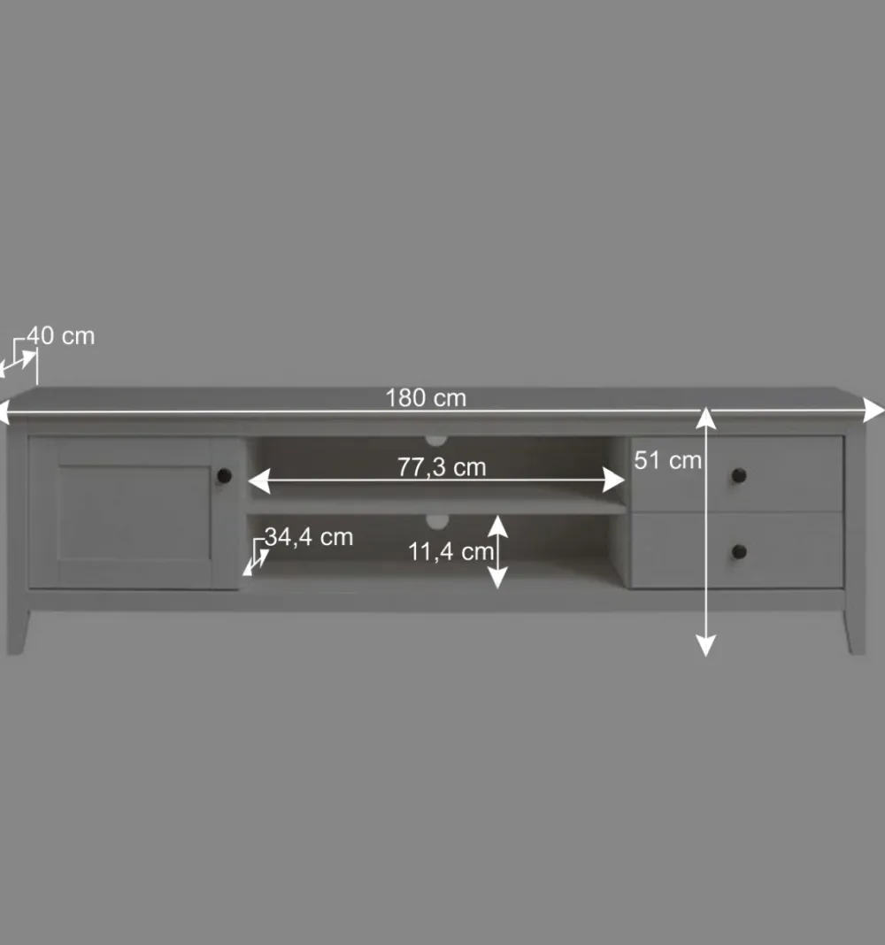 Wohnen Landhausmöbel|Tv & Hifi-Möbel*TV Lowboard im modernen Landhausstil - Astinion