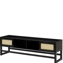 Wohnen TV Lowboard in Dunkelbraun mit Wiener Geflecht - Santiana