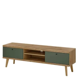 Wohnen TV Lowboard in Graugrün und Wildeiche - Oliva