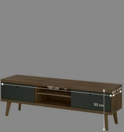 Wohnen TV Lowboard in Graugrün und Wildeiche - Oliva