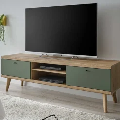Wohnen TV Lowboard in Graugrün und Wildeiche - Oliva