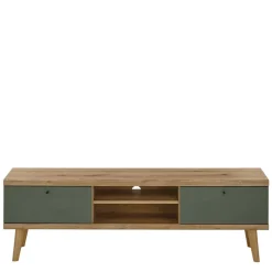 Wohnen TV Lowboard in Graugrün und Wildeiche - Oliva