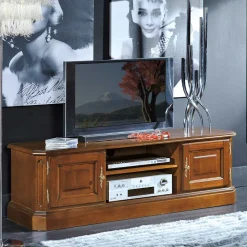 Wohnen TV Lowboard in Nussbaum mit Metallgriffen - Uno