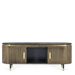 Wohnen TV Lowboard in Schwarz mit Bronze - Hayato