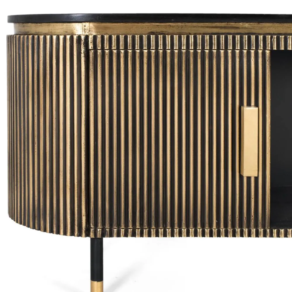 Wohnen TV Lowboard in Schwarz mit Bronze - Hayato