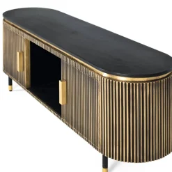 Wohnen TV Lowboard in Schwarz mit Bronze - Hayato