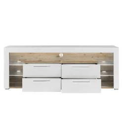 Wohnen Sideboards & Kommoden|Tv & Hifi-Möbel*TV Lowboard in Weiß HG & Holz Antik Dekor - Masina