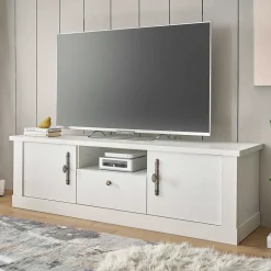 Wohnen TV Lowboard in weißer Holzoptik Pinie - Liancos