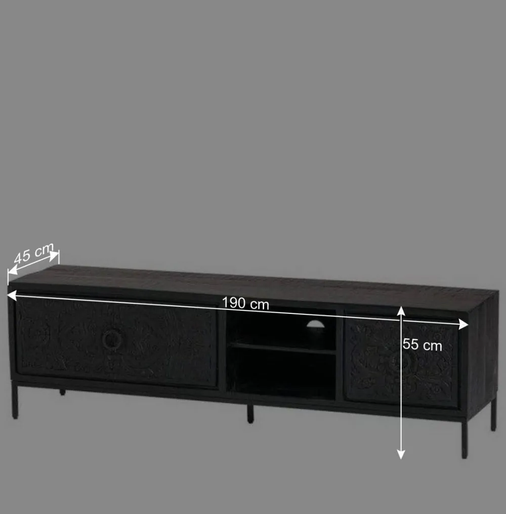 Wohnen Vintage Möbel*TV Lowboard mit dekorativen Schnitzereien - Namibe