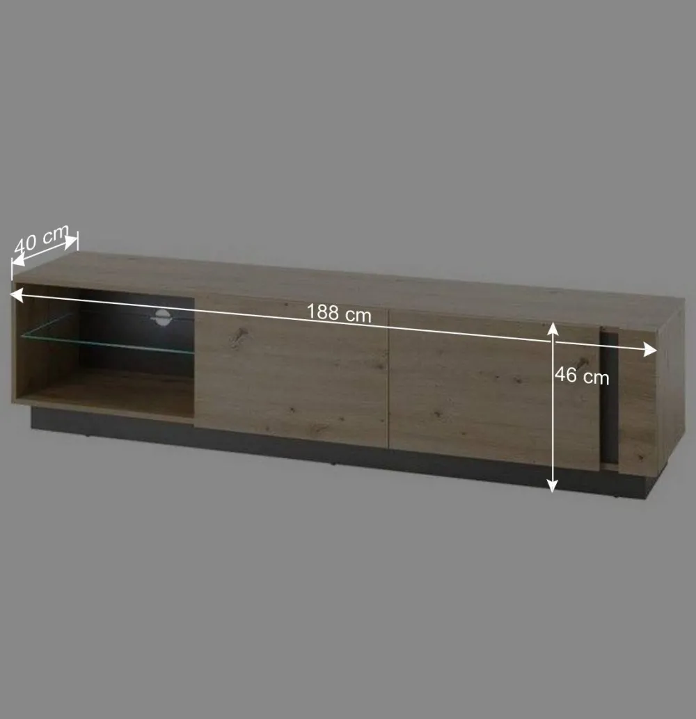 Wohnen Tv & Hifi-Möbel|Tv & Hifi-Möbel*TV Lowboard mit Sockelgestell - 188 cm breit - Lairian