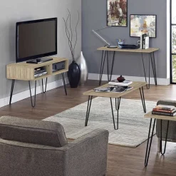 Wohnen TV Regal in Eiche Holzoptik & Schwarz - Esberg