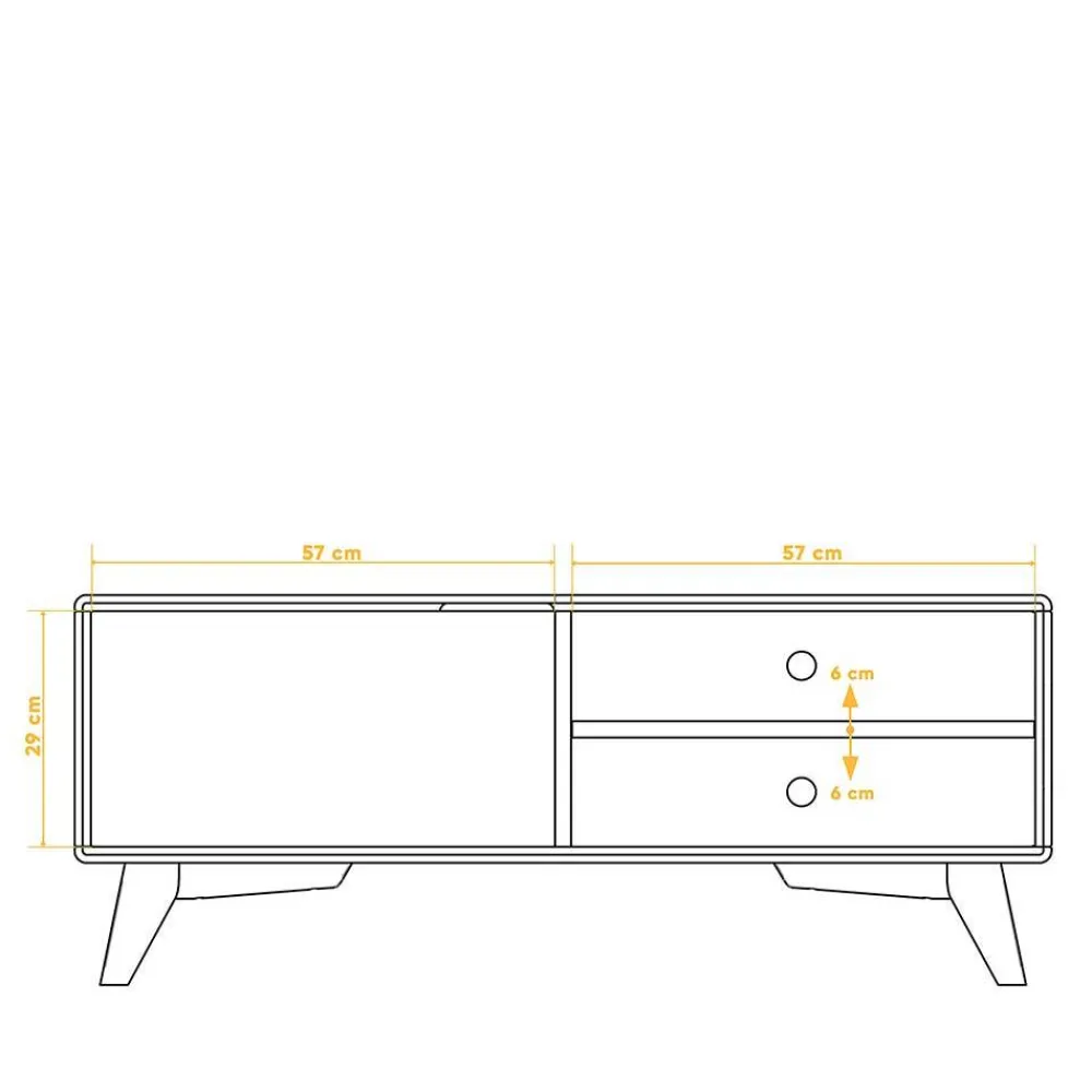 Wohnen TV Tisch mit Tür & Fächern aus Kernbuche - Junola