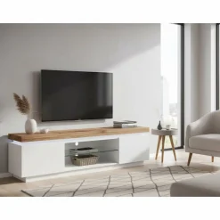 Wohnen TV Tisch Stijn mit Wildeiche Massivholz