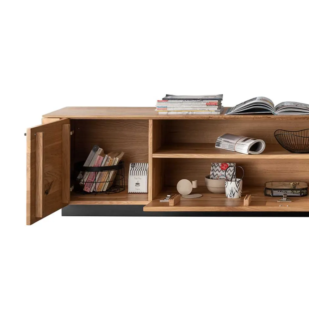 Wohnen Tv & Hifi-Möbel|Tv & Hifi-Möbel*TV Unterschrank aus Wildeiche mit Metallgriffen - Ilfred