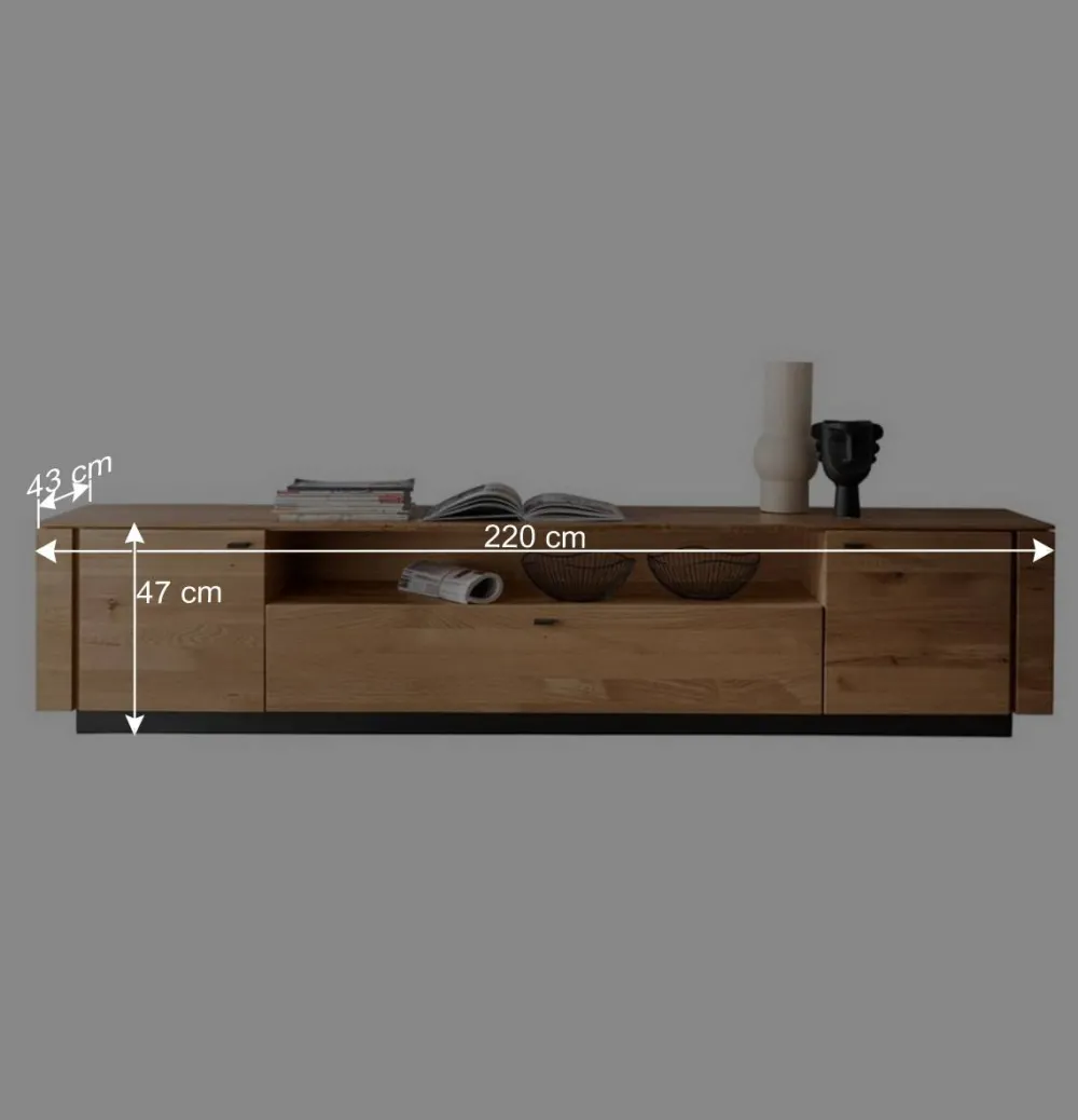Wohnen Tv & Hifi-Möbel|Tv & Hifi-Möbel*TV Unterschrank aus Wildeiche mit Metallgriffen - Ilfred