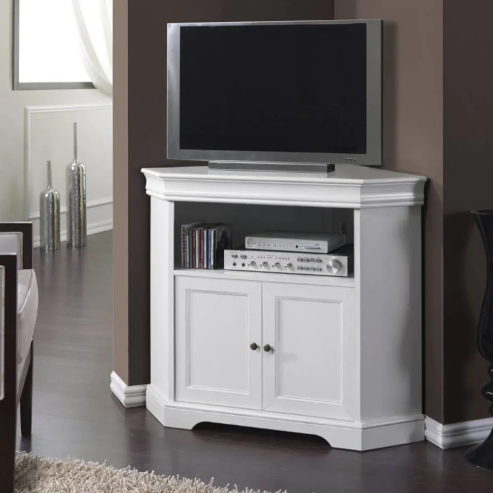Wohnen TV Unterschrank für Ecke in Weiß - Zarinas