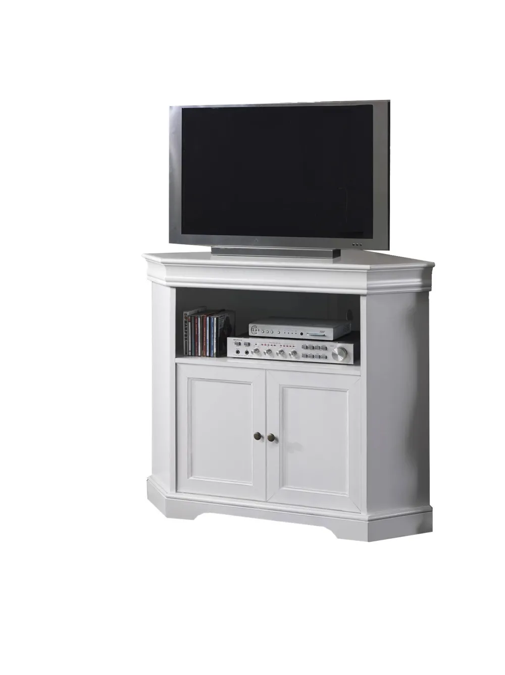 Wohnen TV Unterschrank für Ecke in Weiß - Zarinas