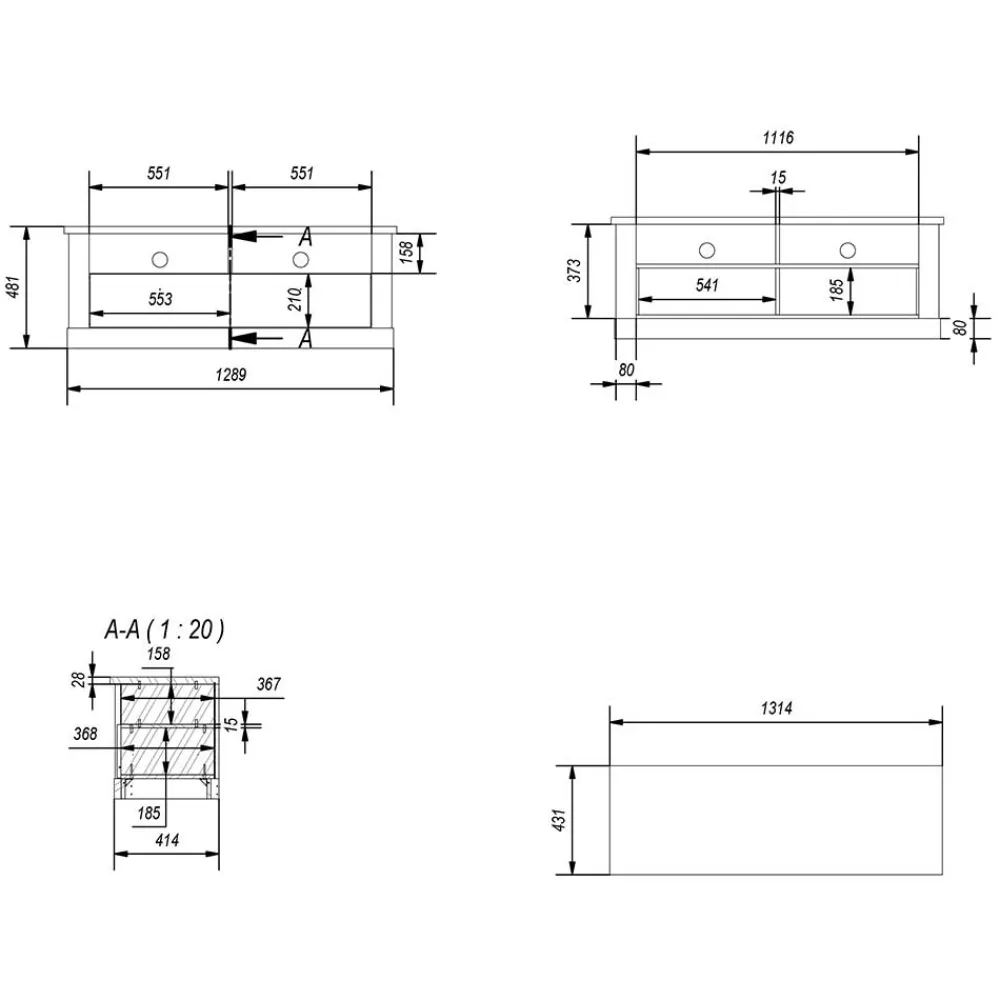 Wohnen Landhausmöbel|Tv & Hifi-Möbel*TV Unterschrank im Modern Country Style - Buleta