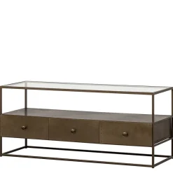 Wohnen Loft Möbel|Industrial Möbel*TV Unterschrank in Altmessing Metall - Liviano