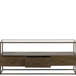 Wohnen Loft Möbel|Industrial Möbel*TV Unterschrank in Altmessing Metall - Liviano