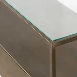 Wohnen Loft Möbel|Industrial Möbel*TV Unterschrank in Altmessing Metall - Liviano