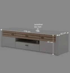 Wohnen Sideboards & Kommoden|Tv & Hifi-Möbel*TV Unterschrank in Lichtgrau mit Wildeiche - Ballina
