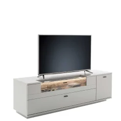 Wohnen Tv & Hifi-Möbel|Tv & Hifi-Möbel*TV Unterschrank in Lichtgrau mit Wildeiche - Apulco