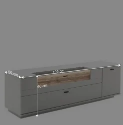 Wohnen Tv & Hifi-Möbel|Tv & Hifi-Möbel*TV Unterschrank in Lichtgrau mit Wildeiche - Apulco