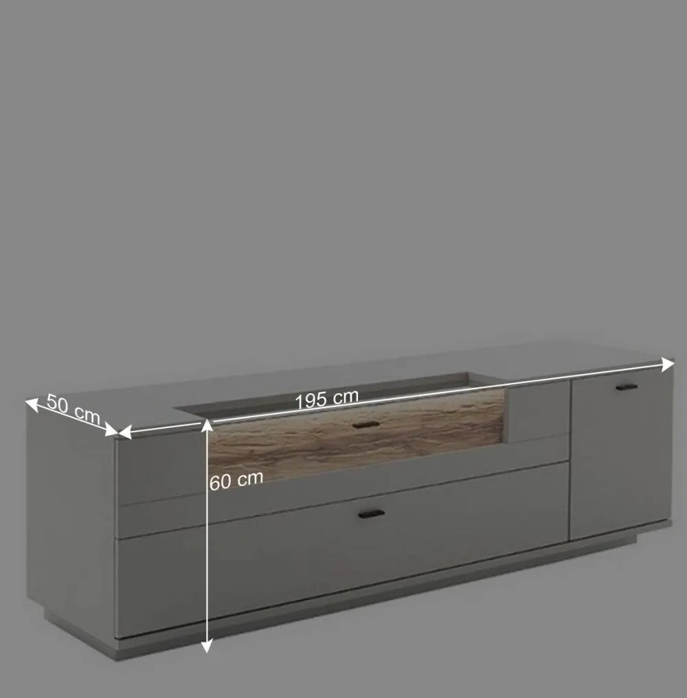 Wohnen Tv & Hifi-Möbel|Tv & Hifi-Möbel*TV Unterschrank in Lichtgrau mit Wildeiche - Apulco