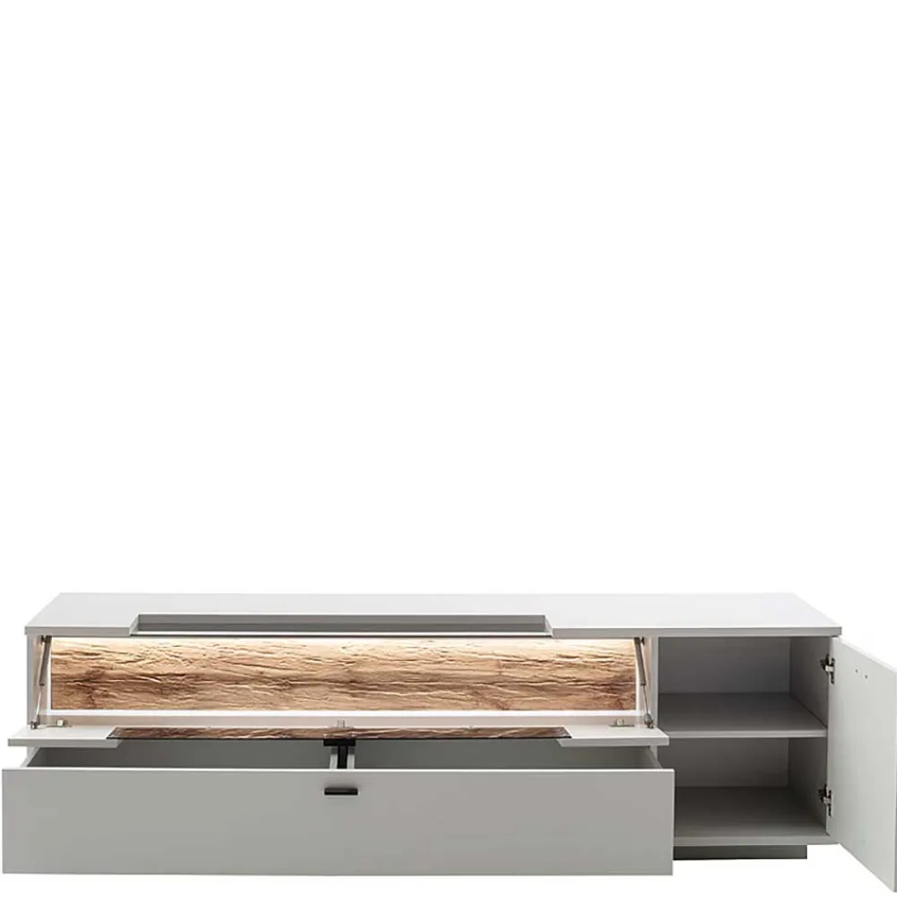 Wohnen Tv & Hifi-Möbel|Tv & Hifi-Möbel*TV Unterschrank in Lichtgrau mit Wildeiche - Apulco