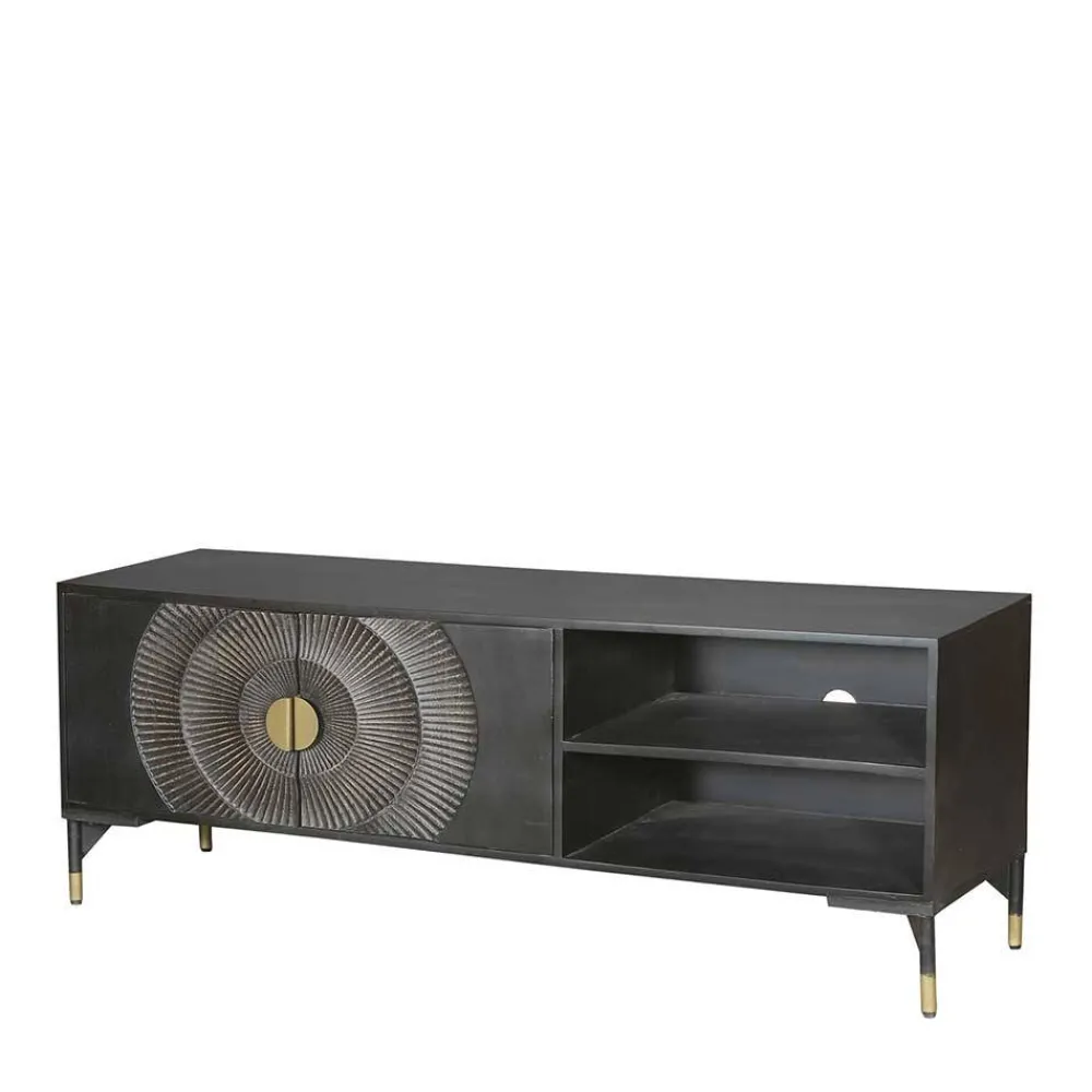 Wohnen Tv & Hifi-Möbel|Tv & Hifi-Möbel*TV Unterschrank in Schwarz mit Messing - Alkatar