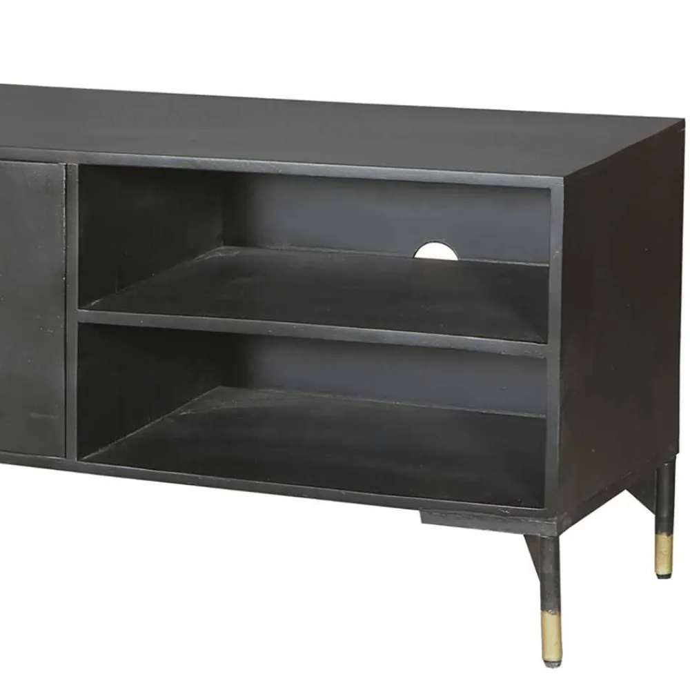 Wohnen Tv & Hifi-Möbel|Tv & Hifi-Möbel*TV Unterschrank in Schwarz mit Messing - Alkatar