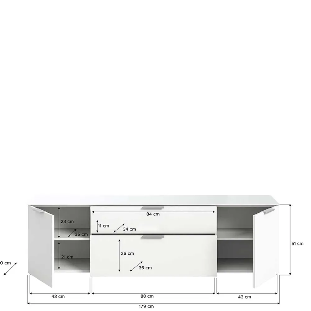 Wohnen TV Unterschrank in Weiß - Intiatos