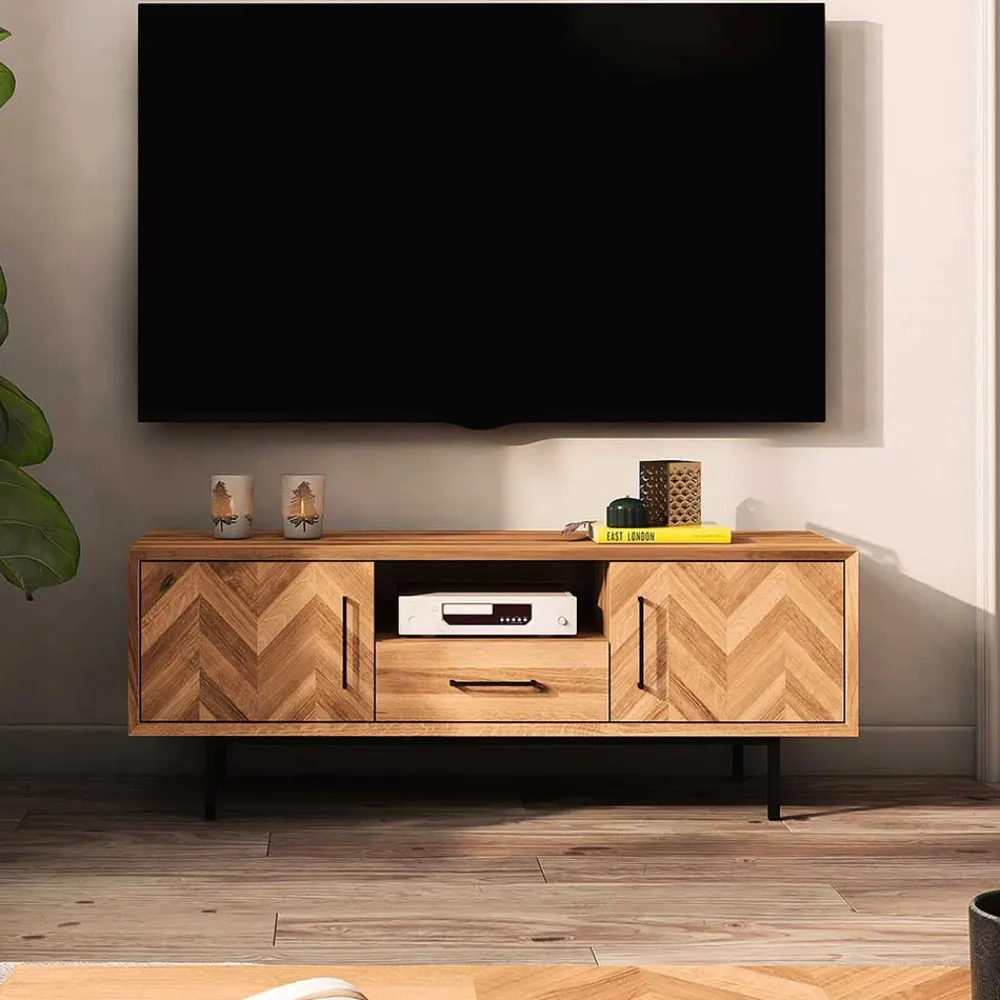 Wohnen Tv & Hifi-Möbel|Tv & Hifi-Möbel*TV Unterschrank mit Fischgrät Design Türen - Kerfa