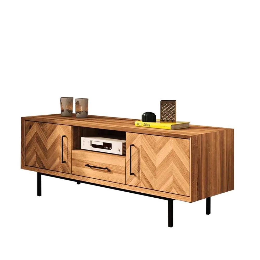 Wohnen Tv & Hifi-Möbel|Tv & Hifi-Möbel*TV Unterschrank mit Fischgrät Design Türen - Kerfa