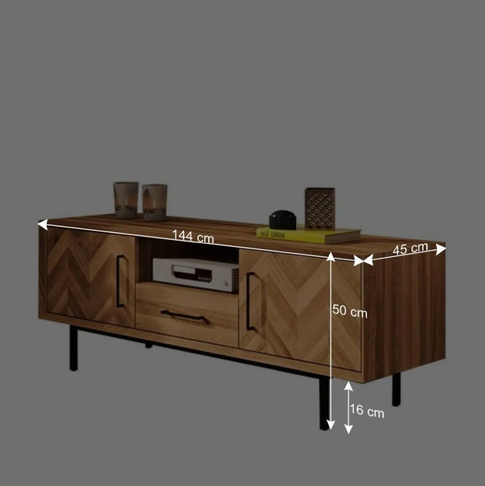 Wohnen Tv & Hifi-Möbel|Tv & Hifi-Möbel*TV Unterschrank mit Fischgrät Design Türen - Kerfa