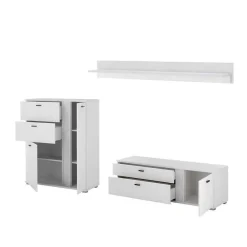 Wohnen TV Wohnwand beleuchtet Möbelset - Tirol (dreiteilig)